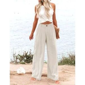 Emory Park Cream Wide-Leg Pants